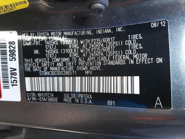 Photo 10 from auction – 2013 TOYOTA SIENNA LE with VIN 5TDKK3DC0DS286511