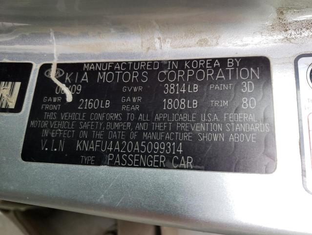 Photo 10 from auction – 2010 KIA FORTE with VIN KNAFU4A20A5099314