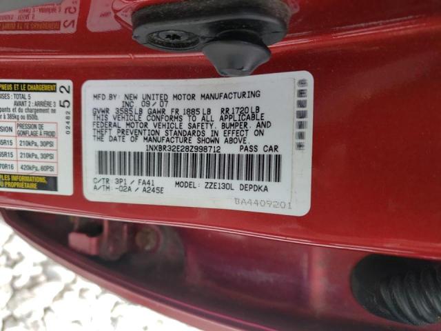 Photo 10 from auction – 2008 TOYOTA COROLLA CE with VIN 1NXBR32E28Z998712
