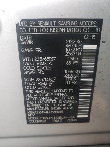 Photo 10 from auction – 2015 NISSAN ROGUE S with VIN KNMAT2MV4FP535944