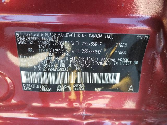 Photo 10 from auction – 2021 TOYOTA RAV4 XLE with VIN 2T3P1RFV8MW158932