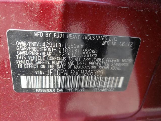 Photo 10 from auction – 2012 SUBARU IMPREZA SP with VIN JF1GPAL69CH246380