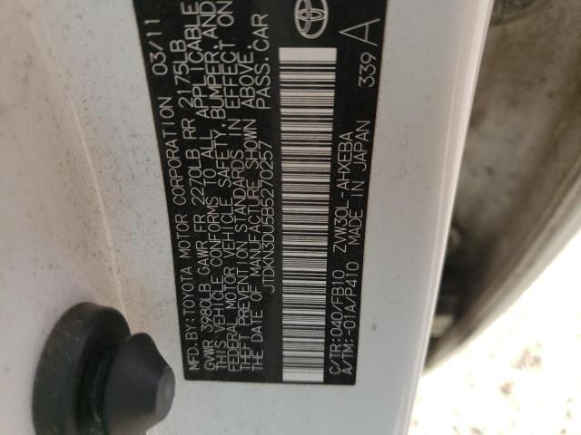 Photo 10 from auction – 2011 TOYOTA PRIUS with VIN JTDKN3DU5B5270257