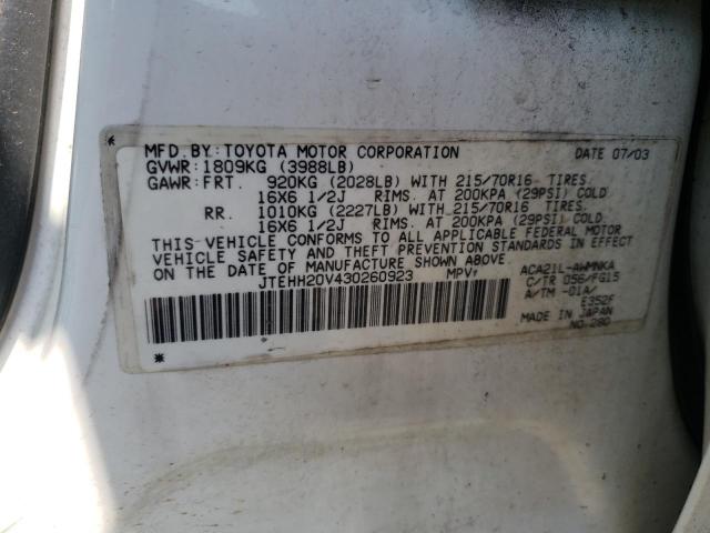Photo 10 from auction – 2003 TOYOTA RAV4 with VIN JTEHH20V430260923