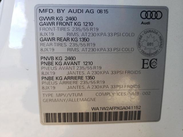 Photo 10 from auction – 2016 AUDI Q5 TECHNIK with VIN WA1W2AFPXGA041152