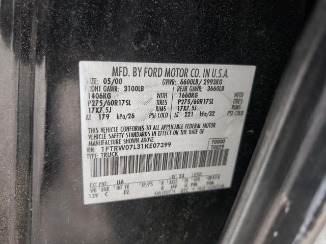 Photo 10 from auction – 2001 FORD F150 SUPER with VIN 1FTRW07L31KE07399