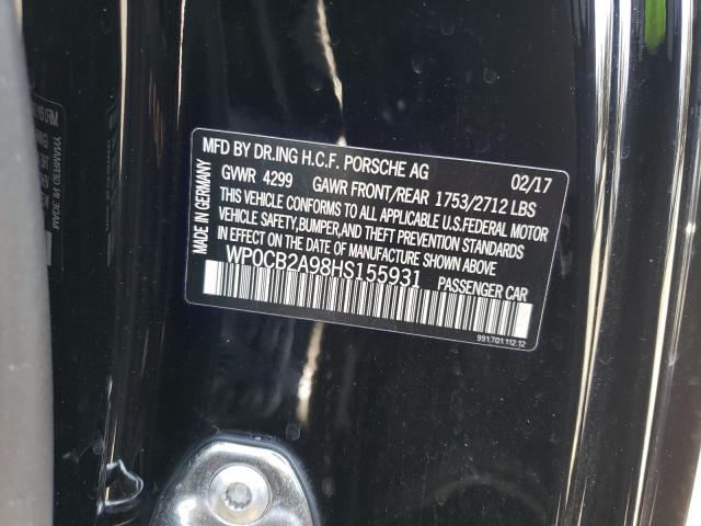 Photo 10 from auction – 2017 PORSCHE 911 CARRER with VIN WP0CB2A98HS155931