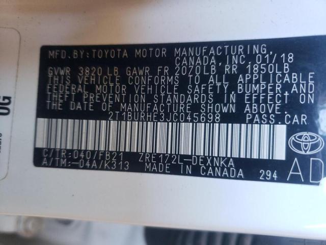 Photo 10 from auction – 2018 TOYOTA COROLLA L with VIN 2T1BURHE3JC045698