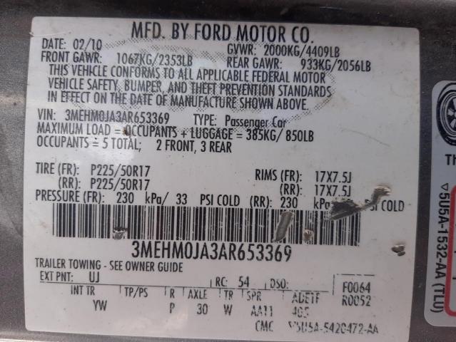 Photo 10 from auction – 2010 MERCURY MILAN PREM with VIN 3MEHM0JA3AR653369