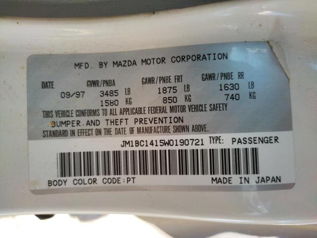 Photo 10 from auction – 1998 MAZDA PROTEGE DX with VIN JM1BC1415W0190721