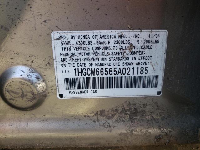 Photo 10 from auction – 2005 HONDA ACCORD EX with VIN 1HGCM66565A021185