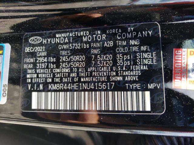 Photo 10 from auction – 2022 HYUNDAI PALISADE S with VIN KM8R44HE1NU415617