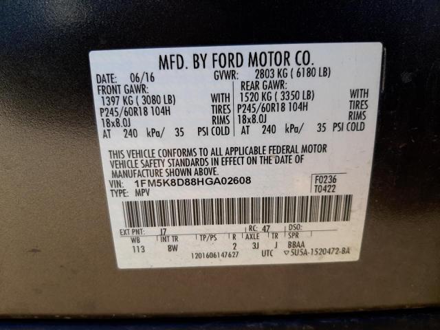 Photo 10 from auction – 2017 FORD EXPLORER X with VIN 1FM5K8D88HGA02608