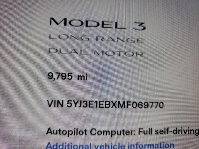 Photo 8 from auction – 2021 TESLA MODEL 3 with VIN 5YJ3E1EBXMF069770