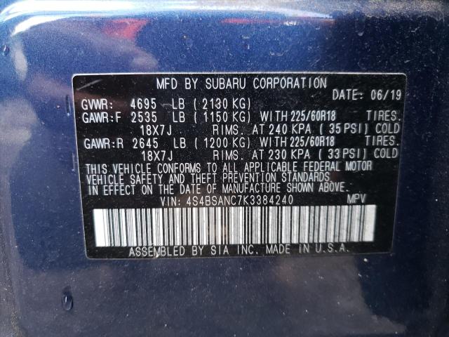Фото 10 с аукциона – 2019 SUBARU OUTBACK 2. с VIN 4S4BSANC7K3384240