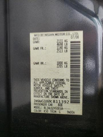 Photo 10 from auction – 2009 NISSAN MAXIMA S with VIN 1N4AA51E69C811392