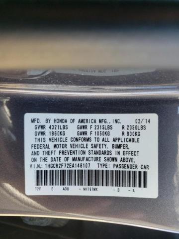 Photo 10 from auction – 2014 HONDA ACCORD EX with VIN 1HGCR2F72EA148107