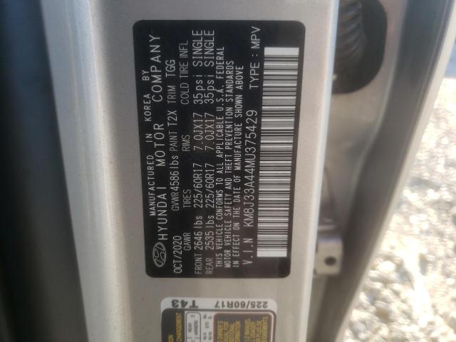 Photo 10 from auction – 2021 HYUNDAI TUCSON LIM with VIN KM8J33A44MU375429