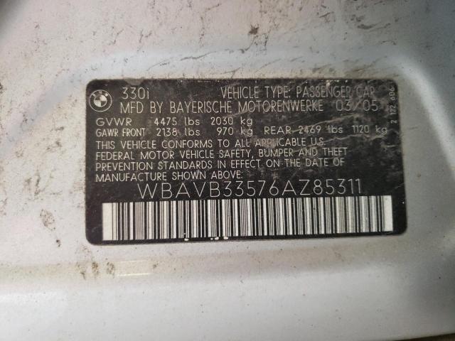 Photo 10 from auction – 2006 BMW 330 I with VIN WBAVB33576AZ85311