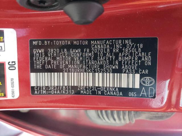 Photo 10 from auction – 2019 TOYOTA COROLLA L with VIN 2T1BURHE5KC152530