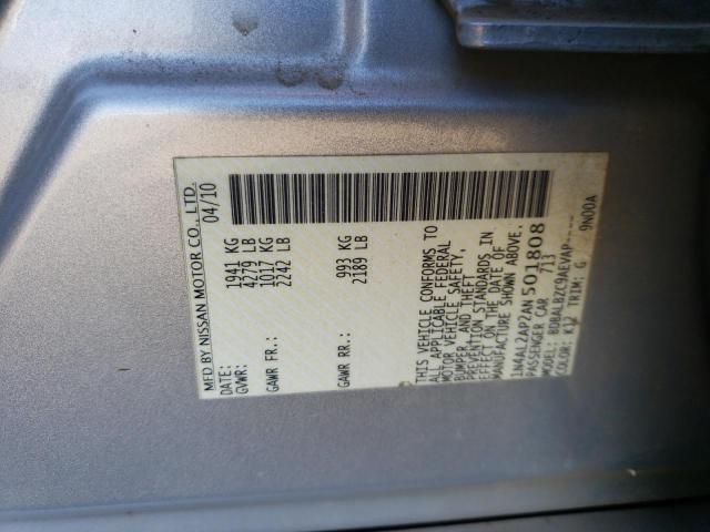 Photo 10 from auction – 2010 NISSAN ALTIMA BAS with VIN 1N4AL2AP2AN501808