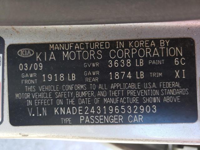 Photo 10 from auction – 2009 KIA RIO 5 SX with VIN KNADE243196532903