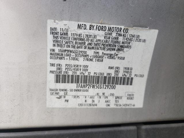 Photo 10 from auction – 2012 FORD TAURUS LIM with VIN 1FAHP2FW5CG129200
