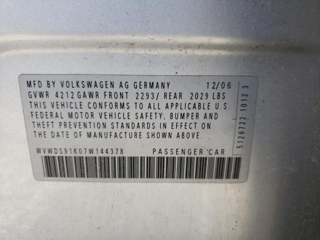 Photo 10 from auction – 2007 VOLKSWAGEN RABBIT with VIN WVWDS91K07W144378
