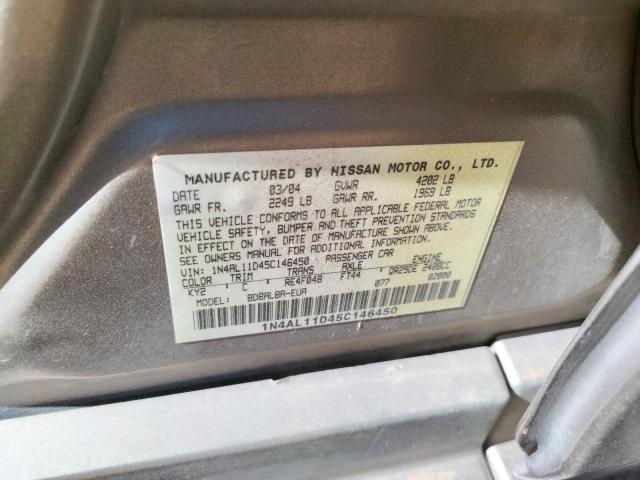 Photo 10 from auction – 2005 NISSAN ALTIMA S with VIN 1N4AL11D45C146450