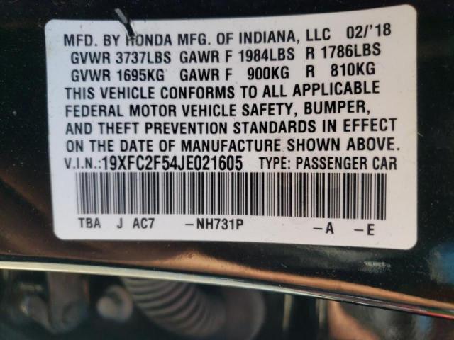 Photo 10 from auction – 2018 HONDA CIVIC LX with VIN 19XFC2F54JE021605