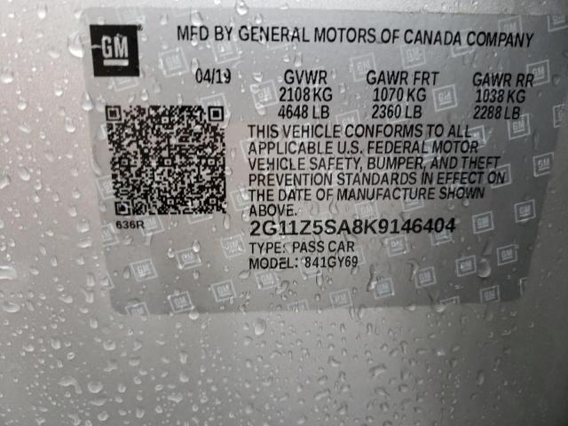 Photo 10 from auction – 2019 CHEVROLET IMPALA LT with VIN 2G11Z5SA8K9146404