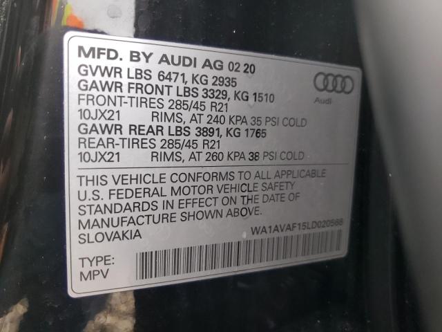 Photo 10 from auction – 2020 AUDI Q8 PREMIUM with VIN WA1AVAF15LD020568