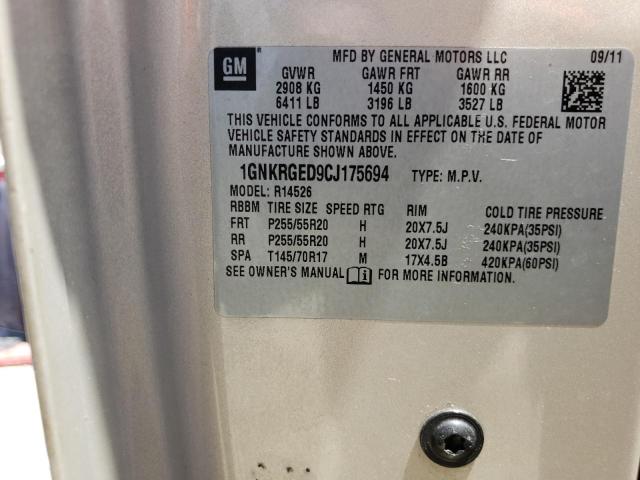 Photo 10 from auction – 2012 CHEVROLET TRAVERSE L with VIN 1GNKRGED9CJ175694