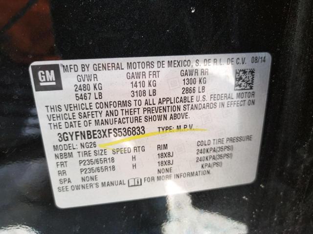 Photo 10 from auction – 2015 CADILLAC SRX PREMIU with VIN 3GYFNBE3XFS536833