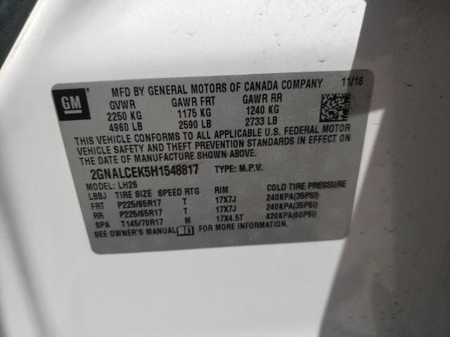 Photo 10 from auction – 2017 CHEVROLET EQUINOX LT with VIN 2GNALCEK5H1548817