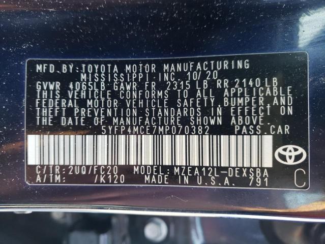 Photo 10 from auction – 2021 TOYOTA COROLLA SE with VIN 5YFP4MCE7MP070382