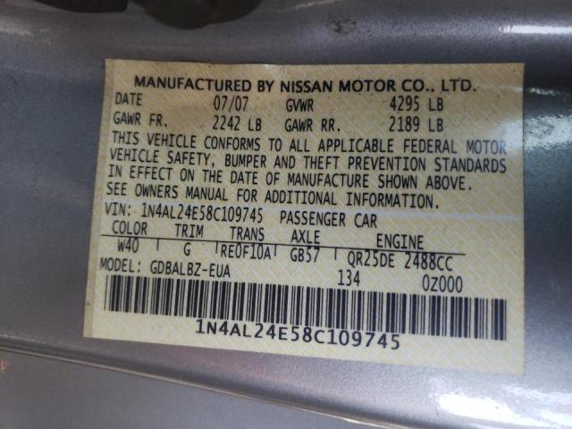 Photo 10 from auction – 2008 NISSAN ALTIMA 2.5 with VIN 1N4AL24E58C109745