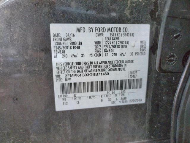 Photo 10 from auction – 2016 FORD EDGE SE with VIN 2FMPK4G93GBB71480