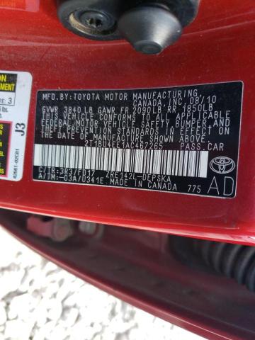 Photo 10 from auction – 2010 TOYOTA COROLLA BA with VIN 2T1BU4EE1AC467265