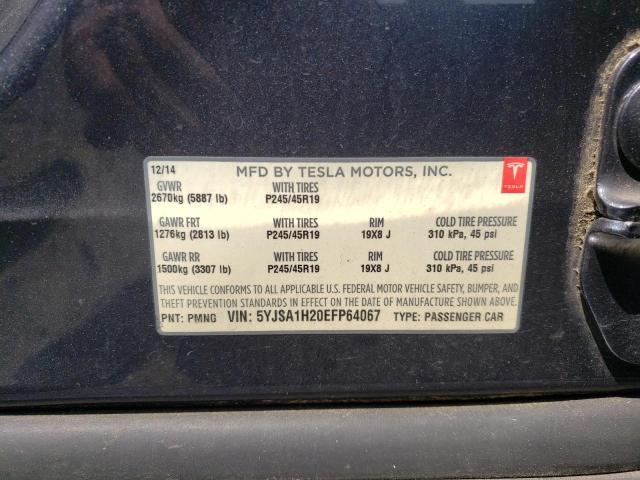 Photo 10 from auction – 2014 TESLA MODEL S with VIN 5YJSA1H20EFP64067