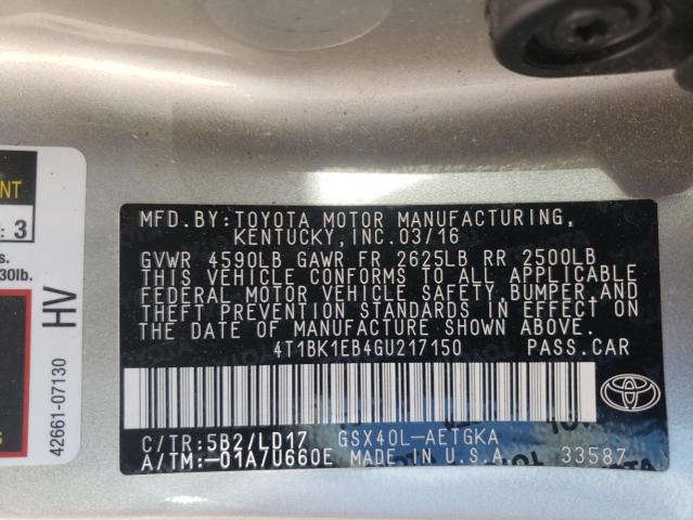Photo 10 from auction – 2016 TOYOTA AVALON XLE with VIN 4T1BK1EB4GU217150