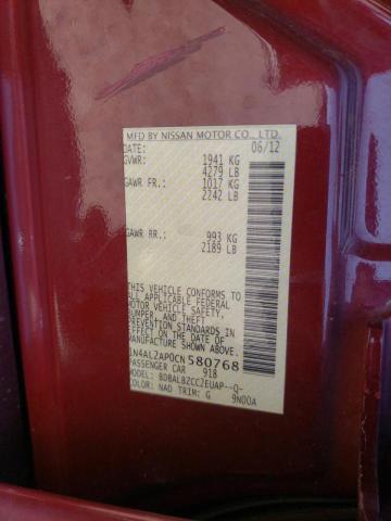 Photo 10 from auction – 2012 NISSAN ALTIMA BAS with VIN 1N4AL2AP0CN580768
