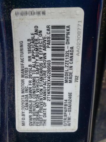 Photo 10 from auction – 2004 TOYOTA COROLLA MA with VIN 2T1KR32EX4C200503