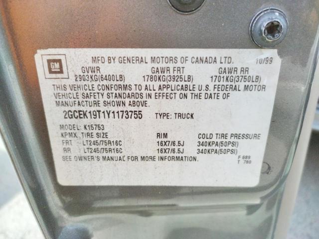 Foto 10 de la subasta – 2000 GMC NEW SIERRA con VIN 2GTEC19V3Y1366018