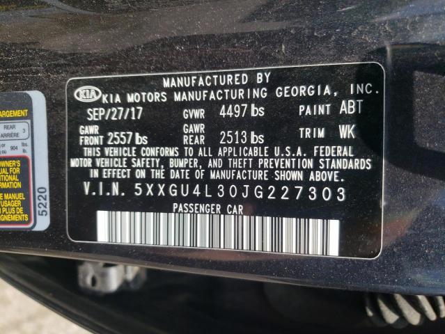 Photo 10 from auction – 2018 KIA OPTIMA EX with VIN 5XXGU4L30JG227303