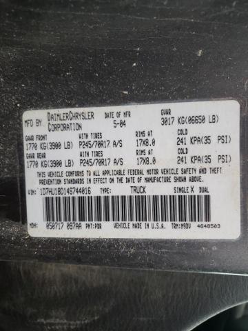 Photo 10 from auction – 2004 DODGE RAM 1500 S with VIN 1D7HU18D14S744016