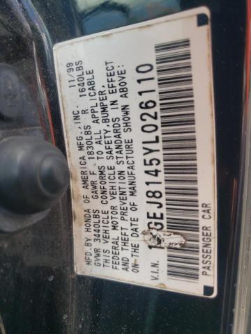 Photo 10 from auction – 2000 HONDA CIVIC EX with VIN 1HGEJ8145YL026110