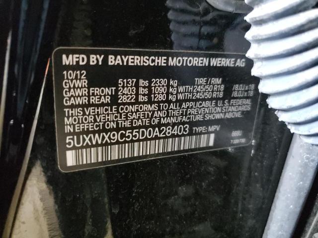 BMW X3 XDRIVE2 2013 with VIN 5UXWX9C55D0A28403 - Photo from auction