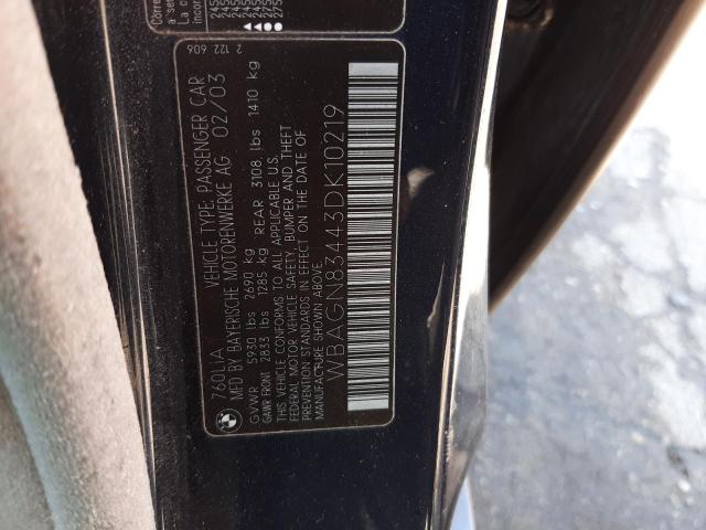 BMW 760 LI 2003 с VIN WBAGN83443DK10219 - Фото с аукциона