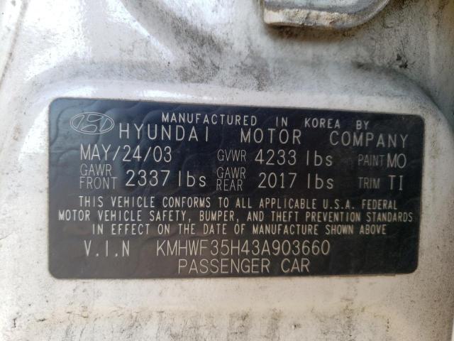 Photo 10 from auction – 2003 HYUNDAI SONATA GLS with VIN KMHWF35H43A903660
